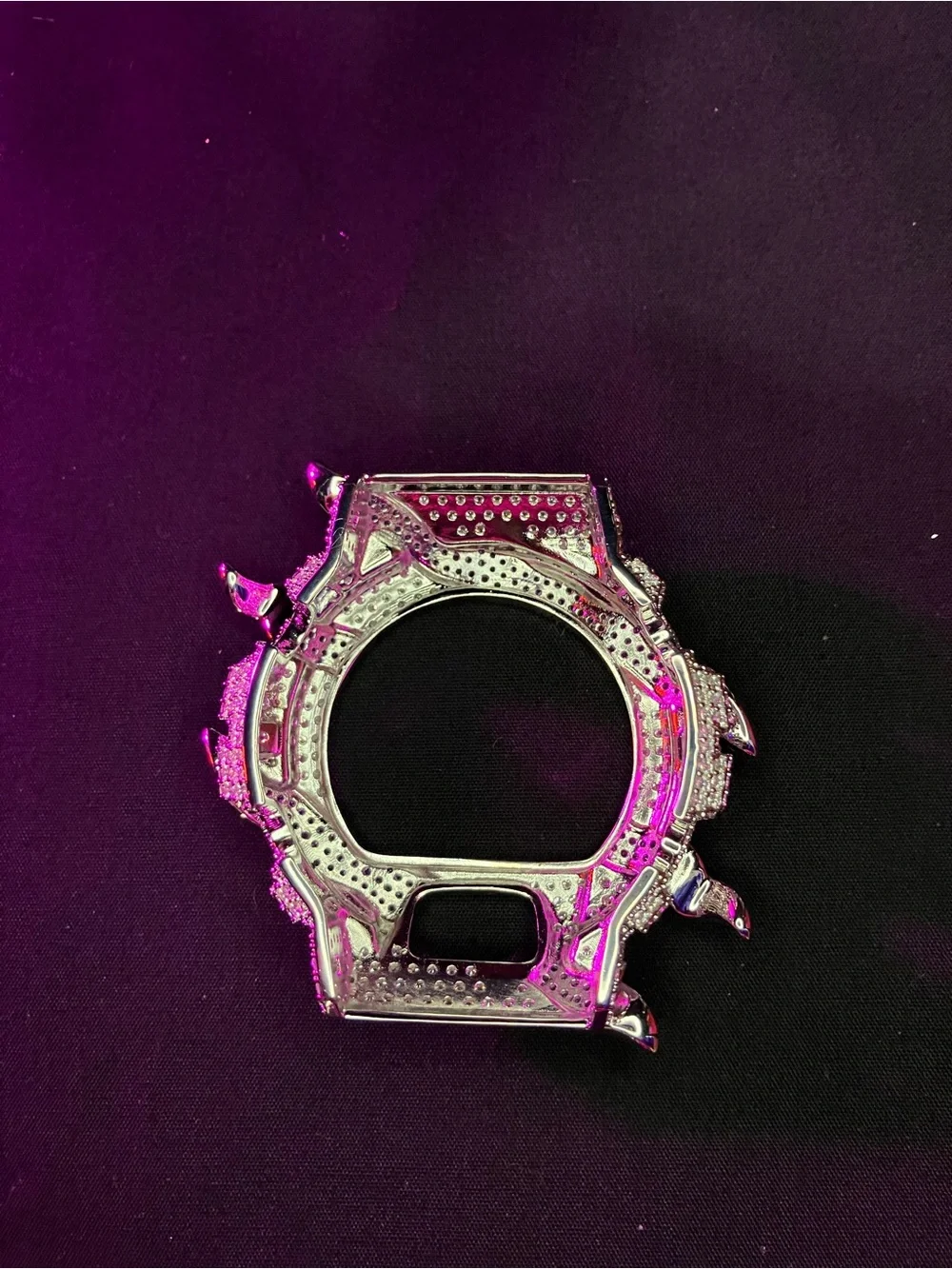 G-Shock Moissanite Iced-Out Bezel - Silver and Purple(DW-6900)
